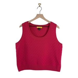 St. John Pink Wool Textured Knit Sleeveless Vest Sz L